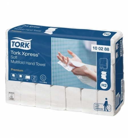 фото: Бумажные полотенца Tork Premium H2 100288, листовые, 110шт, 2 слоя, белые
