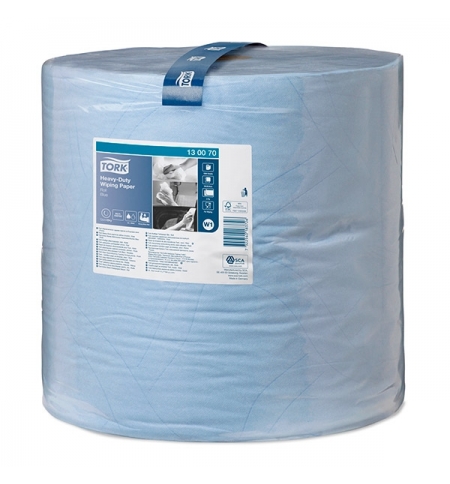 фото: Протирочная бумага Tork повышенной прочности W1 130070, в рулоне, 340м, 2 слоя, голубая